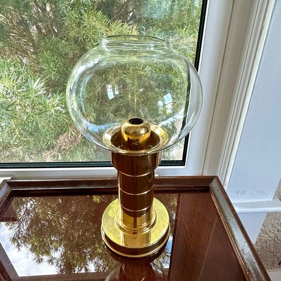Vintage MCM FOHL Spring Fed Brass Candle Holder With Glass Shade - W. Germany - Picture 11 of 14